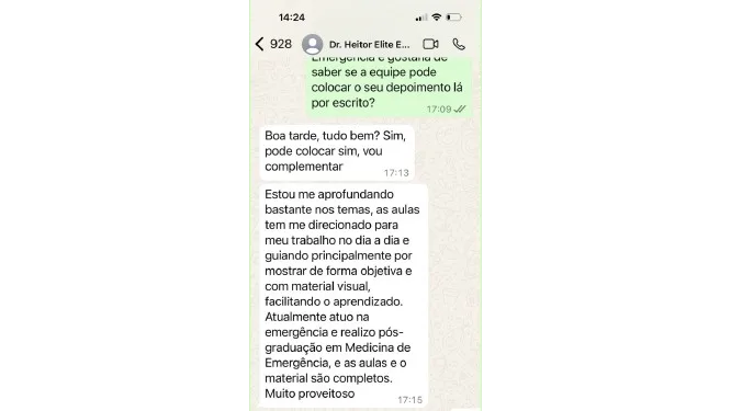Depoimento de aluno do Elite Emergência
